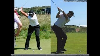 Jon Rahm golf swing  Long Iron faceon amp downtheline July 2017 [upl. by Htebzil]