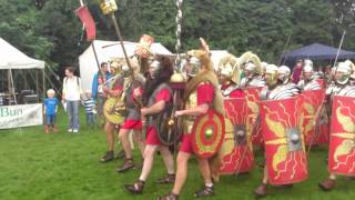 Roman Reenactment at the Amphitheatre in Caerleon Marching In [upl. by Kan572]