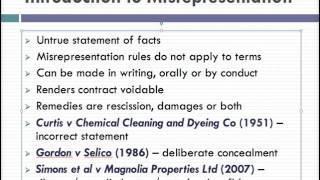 Misrepresentation Lecture 1 of 4 [upl. by Nedgo778]